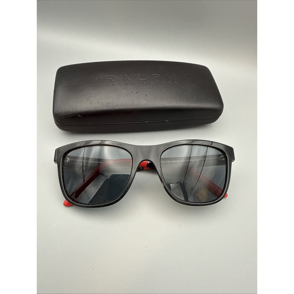 Ralph Lauren Authentic 4120 Sunglasses Black/Red Frame  Logo:Gray Polarized Lens